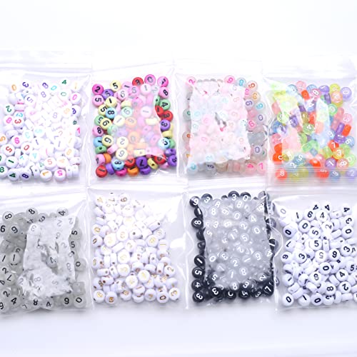 800 st Aantal Kralen voor Slingermix 0-9 Rond 7mm Rond Kleurrijke Aantal Kralen voor DIY Sieraden DIY Projecten (4x7 Mix) 5