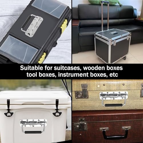 Verpakking van 2 opvouwbare handgrepen, 140 mm, Roestvrij staal, Opvouwbare handgrepen, Opvouwbare handgreep, metalen handgrepen, Spring Carry Handle voor luidsprekers, gereedschapsdozen, gereedschapskist 5