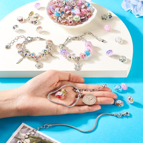 Europese armbanden maken kits rondelle hars groot gat kralen met roodvrij stalen armbanden patroon rondelle Europese spacer kralen bulk voor meisjes vrouwen doe-het-zelf armband sieraden 5