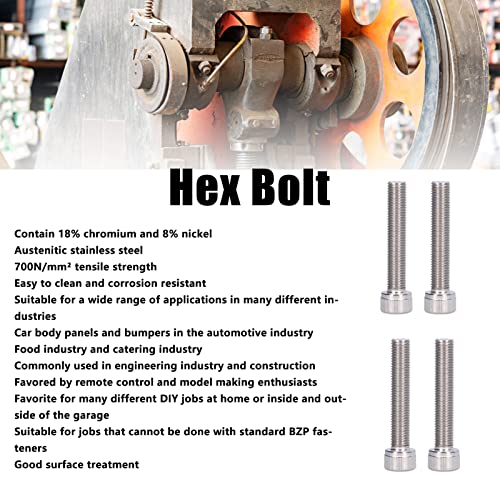 4 st M10 Hex Bolt Socket Cap Head Hex Socket Bolt A2 Roestvrij staal 1,25mm Fijne pitch Machine bevestigingsapparaat hardware(M10*55) 4