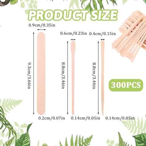 300 stuks houten spatels Waxen wegwerphout Sticks voor haar verwijdering Cosmetics Houten spatels ijs Sticks Houten mond spatels voor knutselen Wax Set houten sticks (3 maten mond spatels)