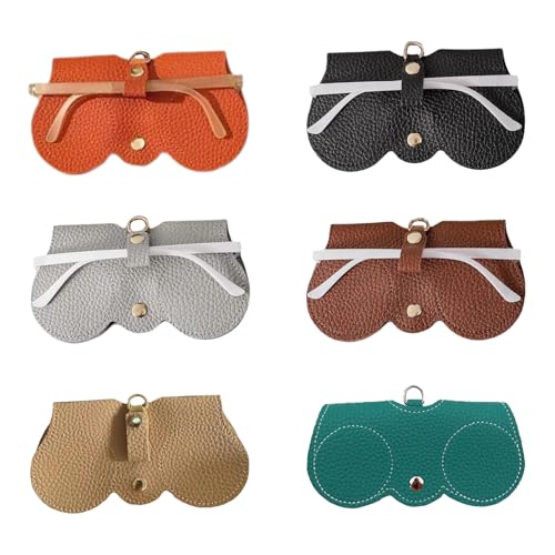 6 stuks glazen Case, Draagbare glazen Case Bag, Fashion Sunglasses Case, Leather Sunglasses Bag, Om uw bril mee uit te nemen, Zwart, bruin, oranje, grijs, khaki, malachite groen