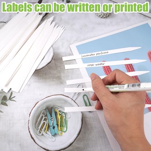 500 stuks Parfumteststrookjes, 17 cm X 0,9 cm Essentiële Olietestpapier, Rechthoekig Verdikingsschrijfbaar Parfumtestpapier voor parfums, etherische oliën, diffusers, geuren, Etc (Wit) 5