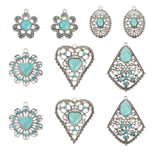 Tibetan Style Turquoise Verbinding Link Charms Retro Filigree Hangers Hangers voor Boheemse oorbellen Nacklet sieraden maken, edelsteen, edelsteen