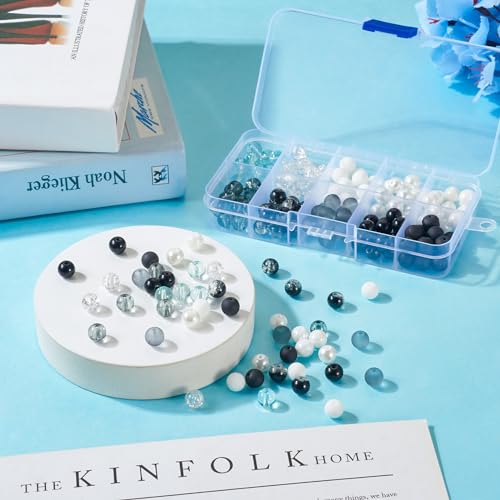 200Pcs Ronde Glazen Kralen 8mm Zwart WhiteSmoke Series Crackle Kralen Transparant Opaque Pearl Ball Spacer Kralen Bulk voor ketting armband sieraden DIY Ambachtelijke oorbelring 4