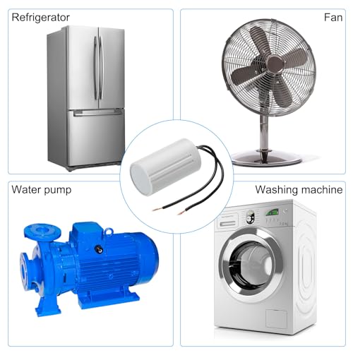 CBB60 7uF Starter Capacitor, 2 stuks AC 450V, 2 Wires, 50/60 Hz, Cilinder, 60 x 35 mm, voor Waterpompen, Motor Starter voor Wasmachines 5