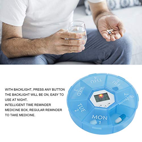 BlueAutomatic Medicatie Herinnering Dagelijkse Pillen Herinnering met Timer, Pillen Organisator voor het instellen van alarmen en het nemen van medicijnen, 7 dagen Backlit Pill Box 4