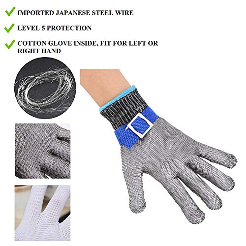 316L Stainless Steel Cut Resistant Veiligheidshandschoen voor jacht, visserij, slager, duurzaam katoen, hoge prestaties, niveau 5 bescherming 5