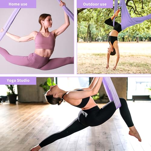 Aerial Yoga Hangmat Pilates Stretch Band Aerial Yoga Fitness Hangen Handvat Inversie Swing Sling Hangmat voor Home Practice Yoga Studios 3