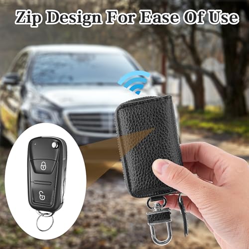 Autosleutelhanger, Lederen sleutelhanger Carabiner, Sleutelhouder Koffers Keychain Keyless Ga bescherming auto sleutel vak sleutelhouder sleutelloze auto sleutelhoes met haak, wit, 1, wit 5