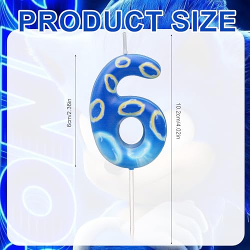 Nummerkaars, blauwe verjaardag Kaars Anime thema verjaardag Kaarsen Cartoon Kaarsen Cake Topper voor jongens thema verjaardag decoratie (nummer 6)