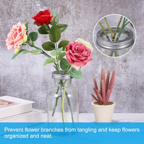 Flower Frog deksel 6cm, 8st Metaal Ronde Bloemen Vaas Invoegen Arranger voor Scheme Plant Fixation Regular Mond Mason Canning Jar, Zilver 4