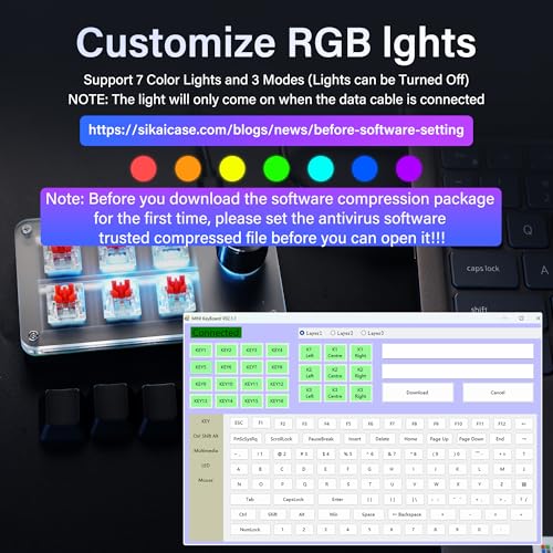Mini Macro Programmable Toetsenbord USB Mini 6 Key 1 Knop Mechanische OSU Gaming Toetsenbord RGB DIY Multifunctioneel Toetsenbord Compatibel met Mac OS, Windows (Zwart)