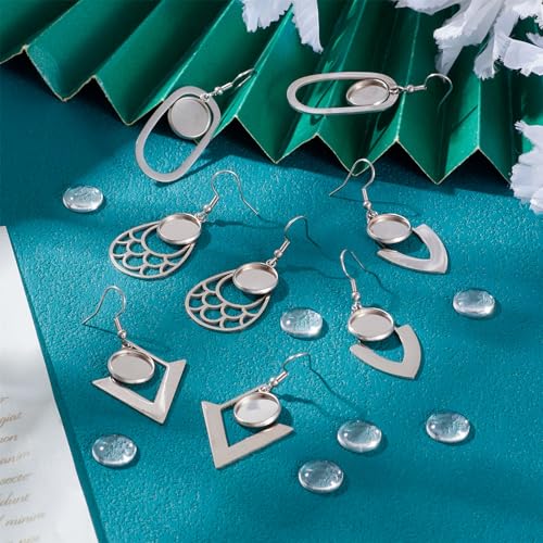16 st Roestvrij stalen oorbel Omlijsting Trays Geometrie Draad haken Ovale Tear oorbellen met Cabochon Base met 20 st Glazen Cabochons voor oorbellen Ambachtelijke sieraden maken DIY Accessoire voor vrouwen 4