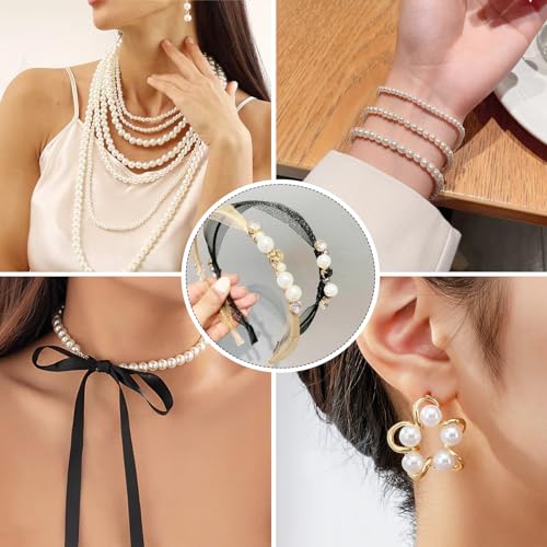 170 stuks parelkralen voor het maken van sieraden, 6 maten, ronde glazen parels voor vrouwen, doe-het-zelf armband, oorbel, ketting, handwerk, choker, accessoires, bloemboeketten 3
