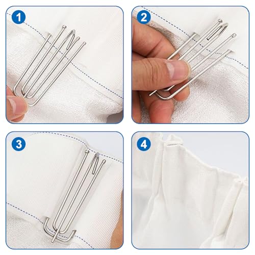 60 st Roestvrij stalen gordijn haken, Vouwhaken, Gordijn haken, Roestvrij staal, Gordijn haken voor alle thuis gordijnen 4