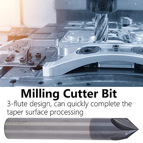 Chamfer Milling Cutter 3 Fluit 90°Tungsten Steel Milling Cutter bit CNC Polishing Carving Tool voor aluminium koper, Chamfer Mills (D8*90°*60L) 4