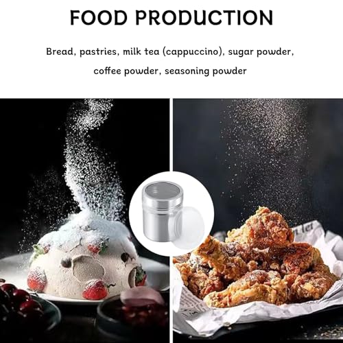 2 Stukjes Gepoederde Suikershakers Cacao Cappuccino Sprinkler Roestvrij staal Gepoederde Suiker Grinder met twee End Caps voor Cacao Koffie Chocolade Suiker Zout 4