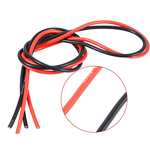 12AWG 2m Flexibele Soft Silicone Kabel Elektronische Tinned Koper Stranded 12 Gauge Wire voor RC Modellen Speelgoed (1 Meter Rood + 1 Meter Zwart)