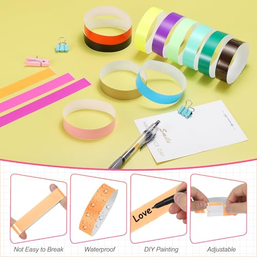 Event Paper Polsbandjes, 1200 stuks Neon Party Polsbandjes, Gekleurd Waterdicht Concert Identificatie Polsbandjes Handbandjes voor Bar Access Fluorescerend Oranje 3