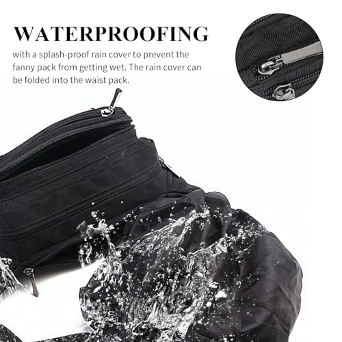 Mannen grote tas met regenbescherming Unisex Nylon met 5 aparte afdelingen Verstelbare riemtas voor reizen Wandelen Outdoor Black One Size Classic, Black, Classic 4