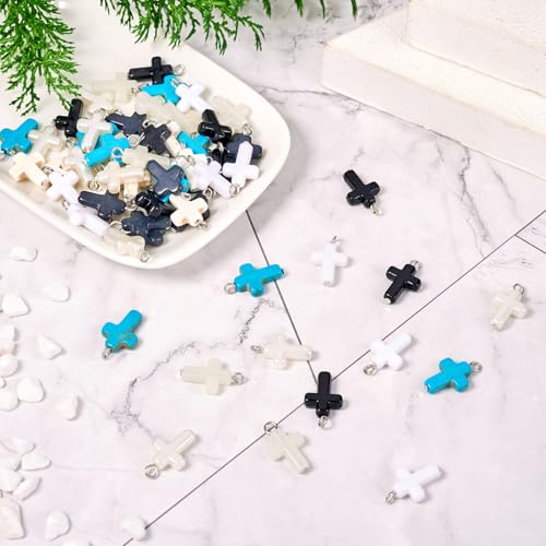 70 Stuks Diverse Kruis Bedels Crucifix Turkoois Hangers Lichtgevende Transparante Parel Acryl Dangle Bedels voor Rozenkrans maken Pasen sieraden DIY oorbellen ketting armband accessoire 4