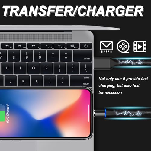 7-pins magnetische oplaadkabel, MicroUSB naar USB magnetische telefoonplaat met LED-lampje (2m+1m), met Micro USB magnetische tips 5