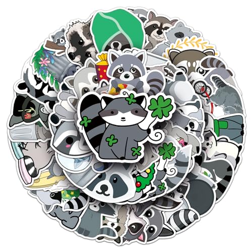 Bear Wasbeer Sticker Set Stickers voor kinderen Tieners 50 stuks Dieren Waterdichte Vinyl Stickers Laptop Skateboard Koffer Helm Autofiets mobiele telefoon Motorrijwiel Scrapbook