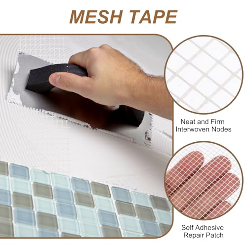 Fibreglass Stoftape, 5 cm x 100 m, Fibreglass Repair Patch, Self-Adhesive Plasterboard Joint Tape, 6 Mesh, Wall Hole, Tear and Naad Patch, Wit 3