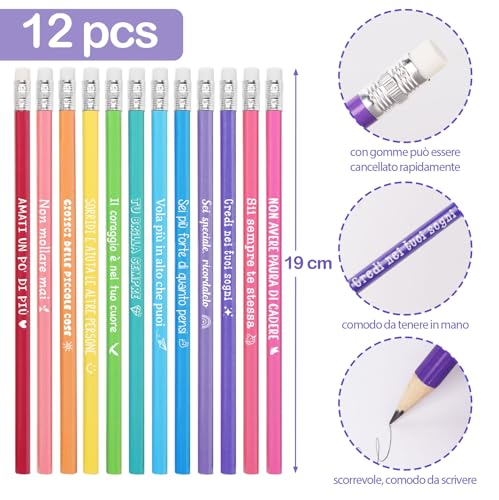 12 stuks potlood met inspirerende Italiaanse taal, kleine cadeaus voor scholen, leren