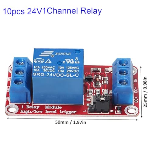 10 st One Channel Relay Module 24V, 1 Channel Relay Module met Optocoupler, High of Low Level Trigger Uitbreiding Board Relay Switch voor Raspberry Pi Arduino Board 3