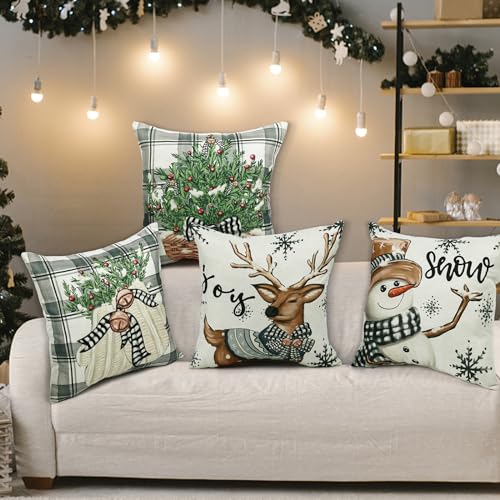 Kerstmis Kussen Hoezen Imitatie 45 x 45 cm Kerstmis Kussen Hoezen voor Slaapkamer Woonkamer Office Bank Decoratie Kerstmis Decoratie 45 x 45 cm Grijze en witte Checked