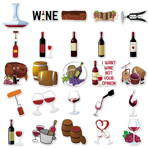 Rode Wijn Stickers voor Tieners Volwassenen 50 Stuks Rode Wijn Waterdichte Vinyl Stickers Set Auto Motorfiets Fiets Skateboard Snowboard Bagage Laptop Koffer Helm Motorfiets Computer 4