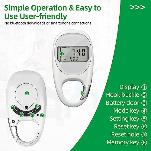 3D Pedometer met clip, pedometer voor wandelen, groot scherm, nauwkeurige pedometer, calorieverbruik, voor hardlopen, sport, voor senioren, kinderen, mannen 4