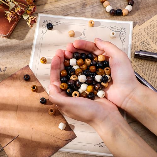 100 natuurlijke houten kralen, 5 kleuren, grote gaten voor crafting, dreadlocks, macrame en sieraden maken 4