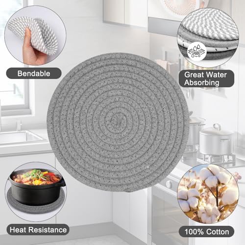Set van 4 onderzetters, katoenen draad, geweven Mat, onderzetters, Pot, Absorberende Coasters Katoen geweven, Geïsoleerde Pot Mat 5