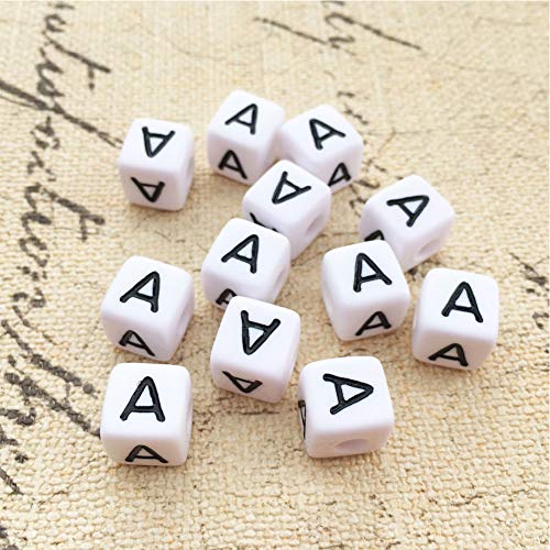 Acryl brief kralen 1000 st 6mm witte kralen zwarte letters alfabet kralen A tot Z kubus voor DIY het maken van armbanden ketting sieraden 5