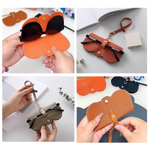 6 stuks glazen Case, Draagbare glazen Case Bag, Fashion Sunglasses Case, Leather Sunglasses Bag, Om uw bril mee uit te nemen, Zwart, bruin, oranje, grijs, khaki, malachite groen 4