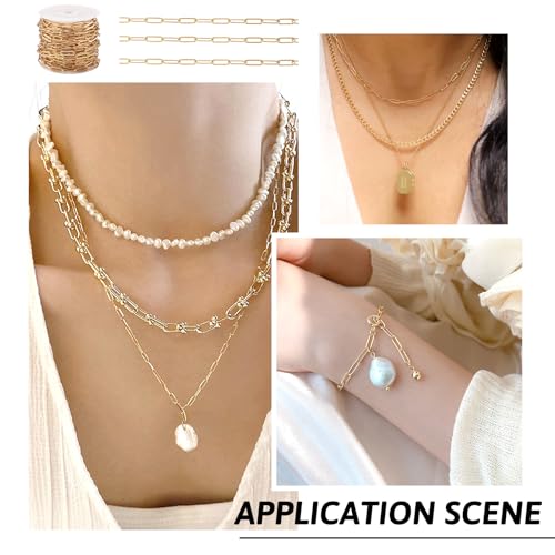 5m 304 Roestvrij stalen ketting kettingen Gold Paperclip Link ketting met 20 st. Lobster Claw sluitingen 30 st. Jump Rings voor sieraden maken 4