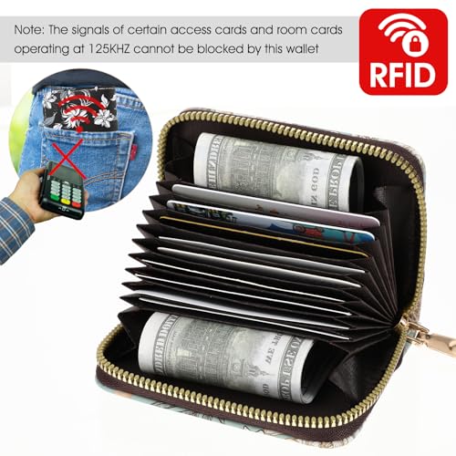 Credit Card houder voor vrouwen RFID bescherming lederen rits ID kaart Kaart Cases Kleine kaarthouder Portemonnee met munten Compartiment Business Card houder, groen, Hedendaagse 3