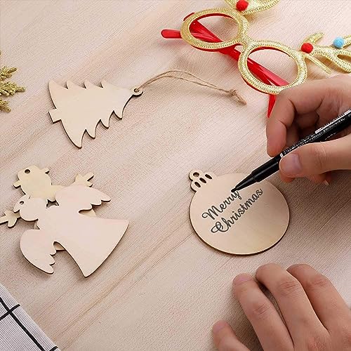 Kerstmis boom sieraden hanger Kerstmis decor houten hanger met touw DIY boom hangen ornamenten werk handgemaakt voor decor (Kerstbal) 4