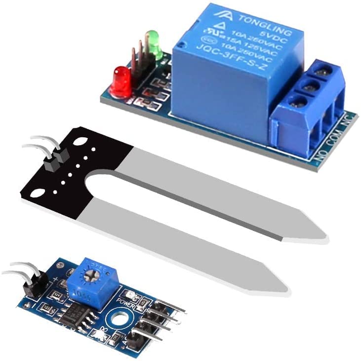 Automatische irrigatie Kit voor Arduino DIY, 1 stuk vloervochtigheidsdetectie + 5 V 4 kanaalrelaismodule + 1 x Mini Micro Onderwaterpompen + 0,5 m Transparante slang