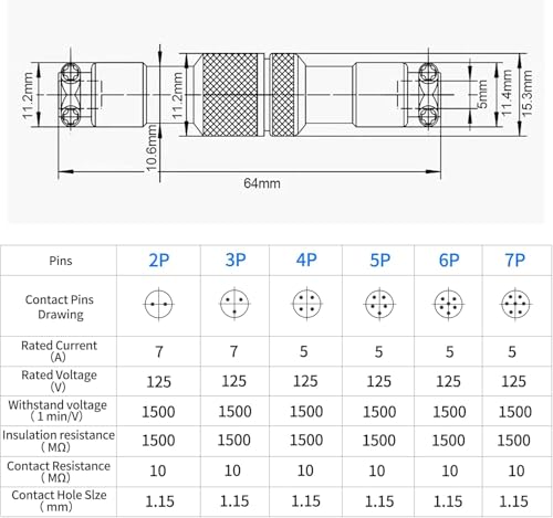 2st GX12 7Pin Aviation Socket, Lasing, 12mm Metalen panelen Mannelijke vrouw trekken op plug (GX12 7pin) 4