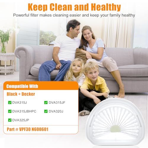 4PCS Filters Vervanging Voor Black&Decker DVA315J DVA315JF DVA315JBHPC DVA320J DVA325JP Stofbuster Draadloze Stofzuiger Accessoires Part No. VPF30 N600601