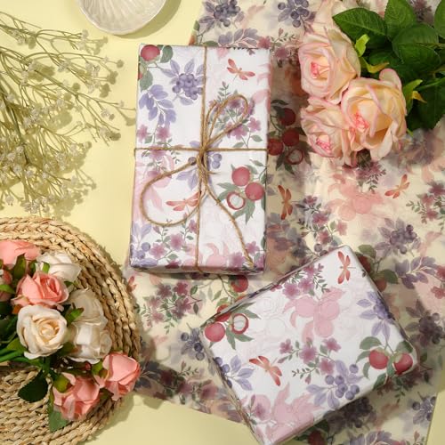 30 vellen Gedrukt weefselpapier, 50x35cm Gladde cadeaupapier Schattig cadeaupapier voor ambachten Decoratie partijen en bruiloften (Mangosteen) 5