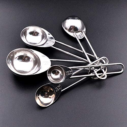 Roestvrij staal meten Lepels 5 st Roestvrij staal meten Lepels Set Metalen koken bakken Keuken 15ml, 10ml, 5ml, 2ml, 1ml 3