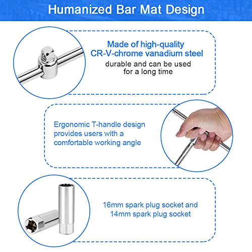 2Pcs 3/8" Thin Wall Spark Plug Socket, Spark Plug Verwijderaar Installeerhulpmiddel met 14mm en 16mm Spark Plug Socket voor Spark Plug wijzigingen 3