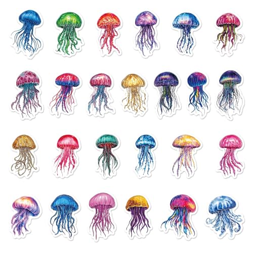 Jellyfish Stickers voor jongeren en volwassenen, 50 stuks, vinyl stickerset, auto, motorfiets, fiets, skateboard, snowboard, bagage, laptop, koffer, helm, motorfiets, computer 3