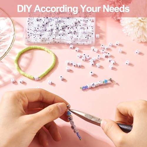 500st Vierkante Klinker Letter Kralen Kubus 5mm Wit Alfabet Kralen A/E/I/O/U Initial Letter Kralen Klinker voor vriendschap armbanden Kettingen sieraden maken 4