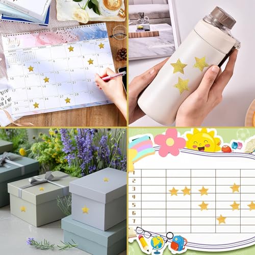Pack van 500 Gold Star Stickers, Sparkling Stars, Stickers, Glitter Stickers, 2,5 cm, Self-Adhesive Decorative Star Stickers, voor gedragsdiagram, etiketten, educatieve benodigdheden (1 Roll, Gold)